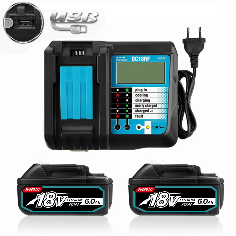 Rechargeable Battery BL1860B 18V 6000mAh Backup Battery For Makita 18VBL1860 BL1840 BL1850 Cordless Drill With DC18RF 3A Charger
Rechargeable Battery BL1860B 18V 6000mAh Backup Battery For Makita 18VBL1860 BL1840 BL1850 Cordless Drill With DC18RF 3A Charger