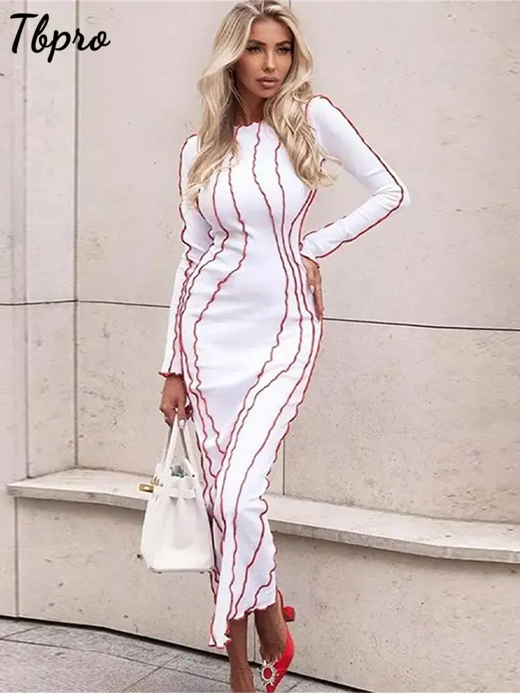 Women's Convex Strip Flare Sleeve Slim Midi Dress Autumn O Neck Party Club Mini Dresses Female Lady Office Outifits Robe
Women's Convex Strip Flare Sleeve Slim Midi Dress Autumn O Neck Party Club Mini Dresses Female Lady Office Outifits Robe