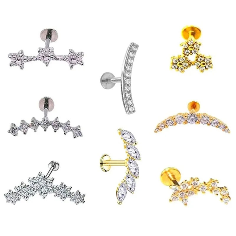 100% 316L Surgical Steel 16G Flower Leaf CZ Zircon Labret Piercing Daith Tragus Earrings Internal Thread Nail Lip Screw Stud
100% 316L Surgical Steel 16G Flower Leaf CZ Zircon Labret Piercing Daith Tragus Earrings Internal Thread Nail Lip Screw Stud