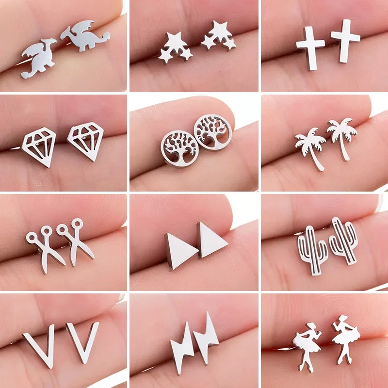 Stainless Steel Earings Fashion Jewelry Small Animal Ear Studs Punk Cross Star Dragon Ballet Stud Earrings Pendientes Gifts
Stainless Steel Earings Fashion Jewelry Small Animal Ear Studs Punk Cross Star Dragon Ballet Stud Earrings Pendientes Gifts