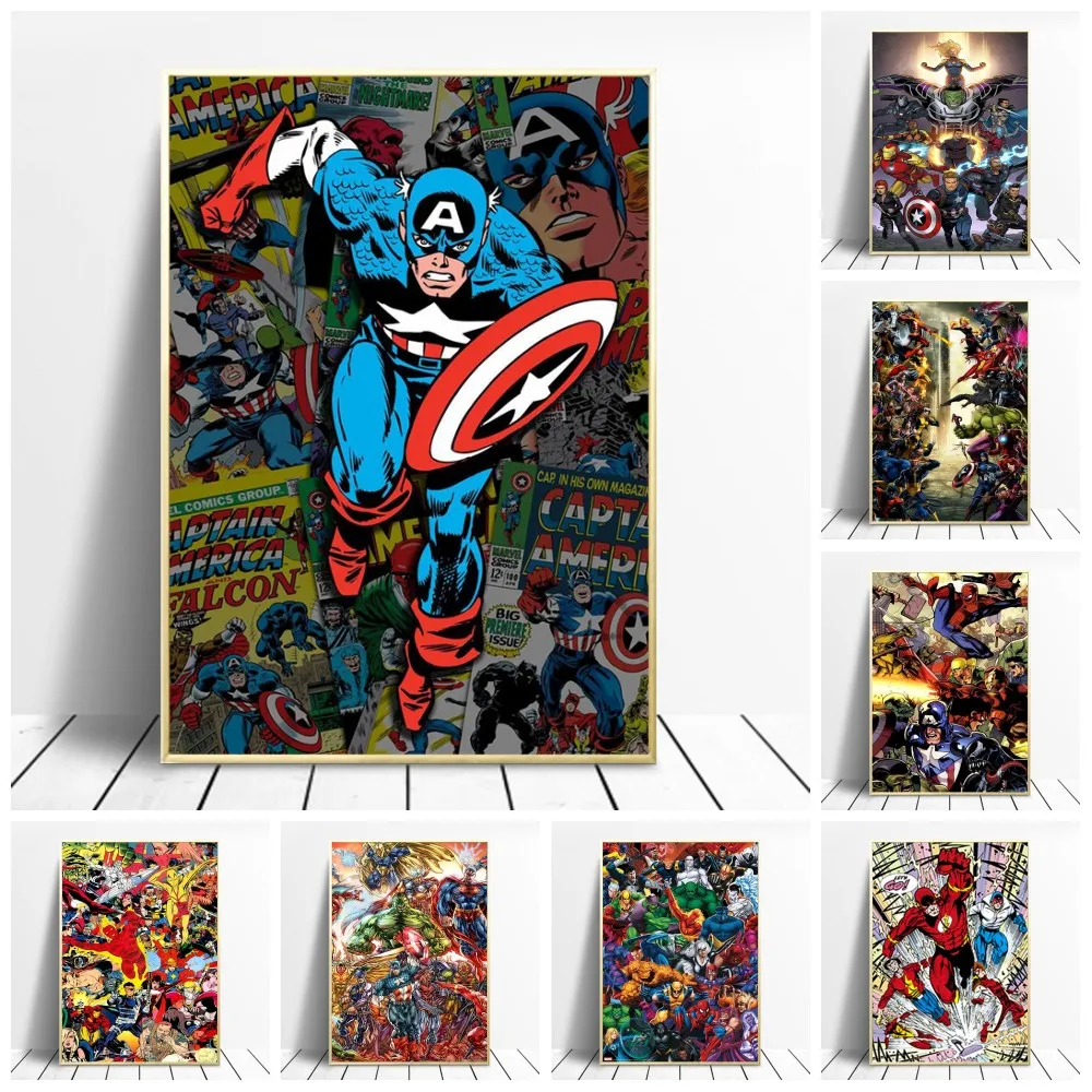 

Canvas Art Paintings Marvel Avengers Captain America Super Hero Anime Comics Poster Print Wall Art Picture for Home Decoration