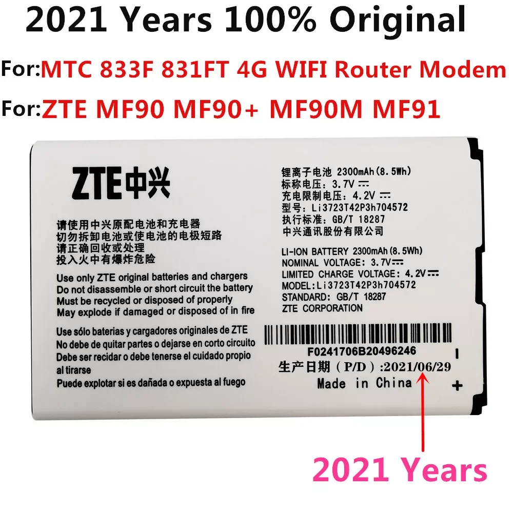 NEW2023 New High Quality Battery Li3723T42P3h704572 For ZTE MF91 MF90 4G WIFI Router Modem 2300mAh Rechargeable Batterie In stoc
NEW2023 New High Quality Battery Li3723T42P3h704572 For ZTE MF91 MF90 4G WIFI Router Modem 2300mAh Rechargeable Batterie In stoc