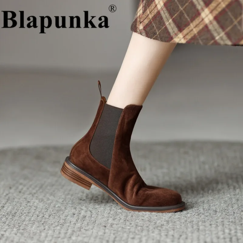Женские замшевые ботинки Blapunka, черные или коричневые ботинки челси ручной работы на низком каблуке, без застежки, размеры 34-41, для осени и зимы,
Женские замшевые ботинки Blapunka, черные или коричневые ботинки челси ручной работы на низком каблуке, без застежки, размеры 34-41, для осени и зимы,