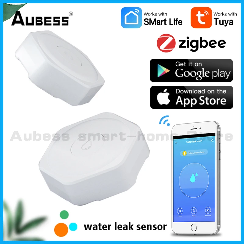 Aubess ZigBee Flood Sensor Water Leak Detector Water Linkage Alert Tuya APP Remote Monitor Overflow Security Alarm Home System
Aubess ZigBee Flood Sensor Water Leak Detector Water Linkage Alert Tuya APP Remote Monitor Overflow Security Alarm Home System