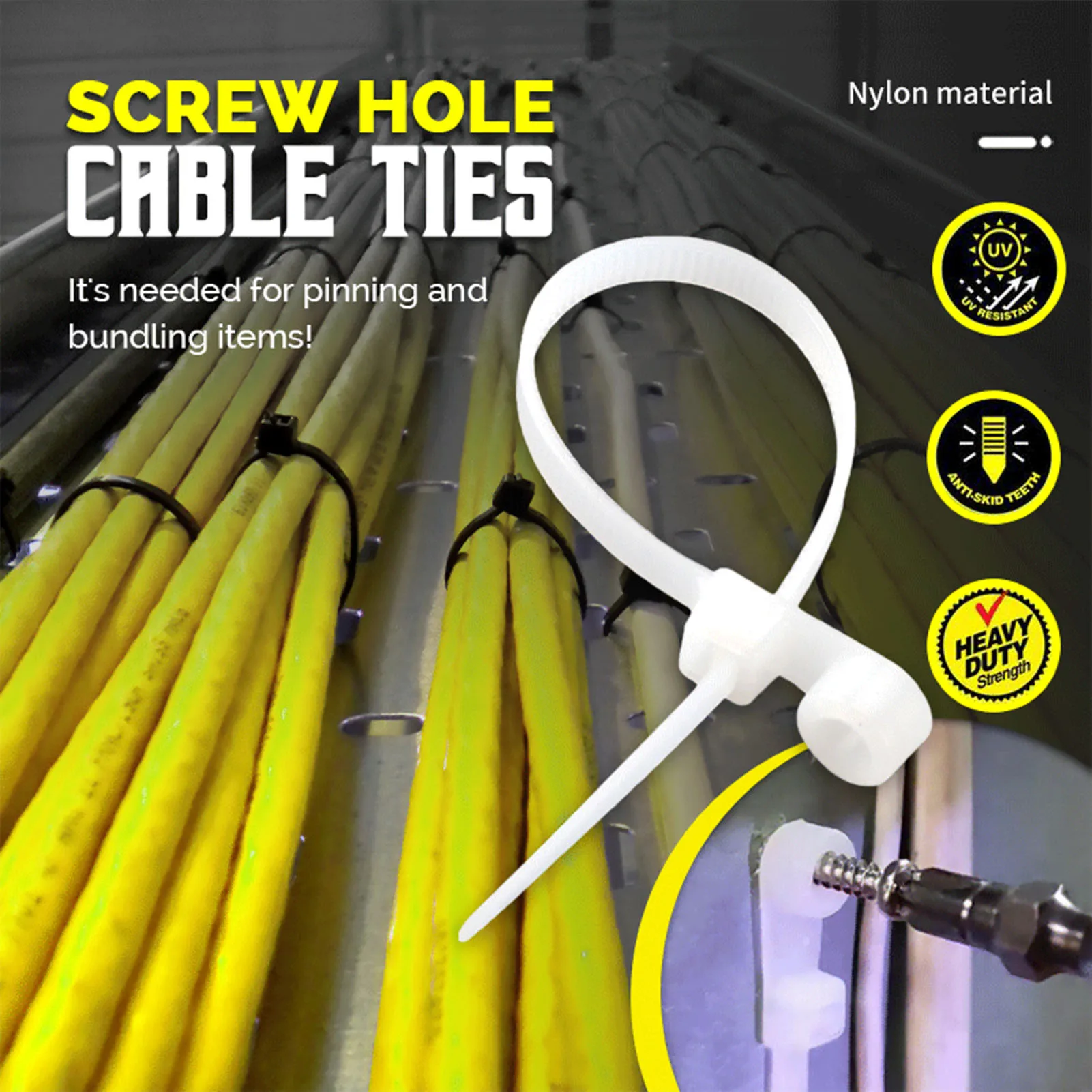 Screw Hole Cable Ties Multipurpose Self-locking Plastic Nylon Cable Tie Strong Tensile Strength Screw Hole Cable Ties
Screw Hole Cable Ties Multipurpose Self-locking Plastic Nylon Cable Tie Strong Tensile Strength Screw Hole Cable Ties