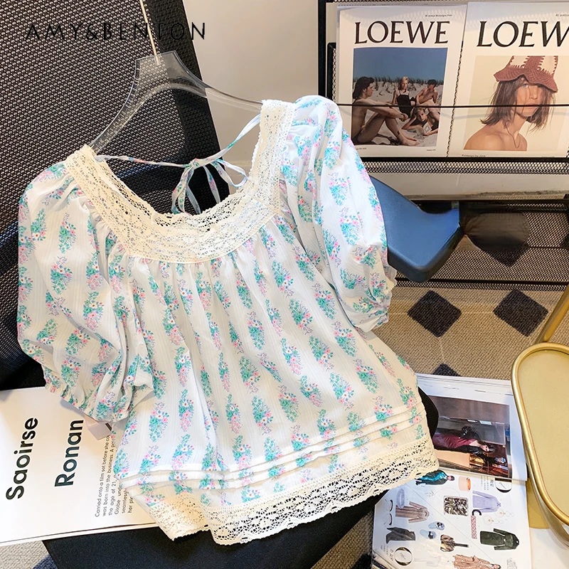 Off-Shoulder Floral Chiffon Blouse Women's Summer Loose Belly-Covering Shirt Younger Puff Short Sleeve Ladies Tops
Off-Shoulder Floral Chiffon Blouse Women's Summer Loose Belly-Covering Shirt Younger Puff Short Sleeve Ladies Tops