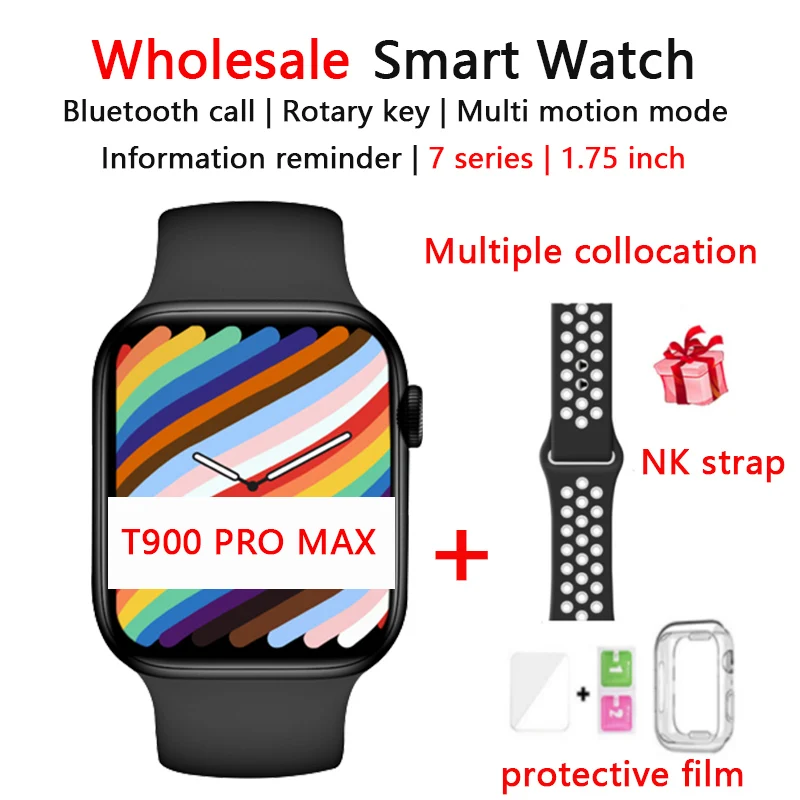 T900 Pro Max Smart Watch 7 with Two Buttons Men Women DIY Watch Face Bluetooth Call Waterproof Sport Watch IWO 13 Series 7 44mm 
T900 Pro Max Smart Watch 7 with Two Buttons Men Women DIY Watch Face Bluetooth Call Waterproof Sport Watch IWO 13 Series 7 44mm