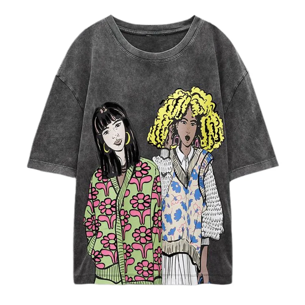 PB & ZA 2022 summer new women's clothing fashion temperament all-match loose gray washed effect printed short-sleeved T-shirt
PB & ZA 2022 summer new women's clothing fashion temperament all-match loose gray washed effect printed short-sleeved T-shirt