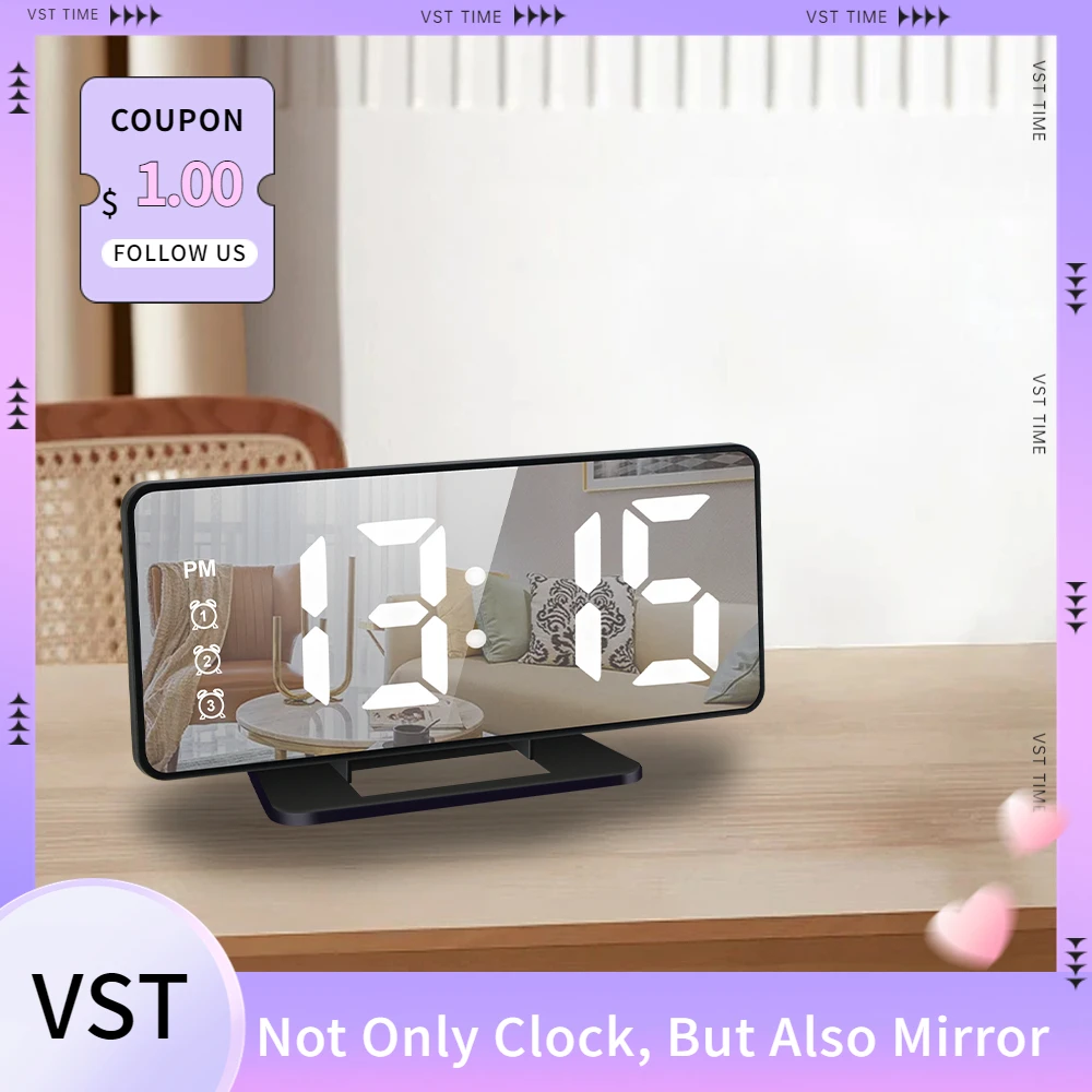 LED Mirror Digital Alarm Clock Desktop Bedroom Decoration Light Temperature Snooze Function Desk Table Bedside Clock Electronic
LED Mirror Digital Alarm Clock Desktop Bedroom Decoration Light Temperature Snooze Function Desk Table Bedside Clock Electronic