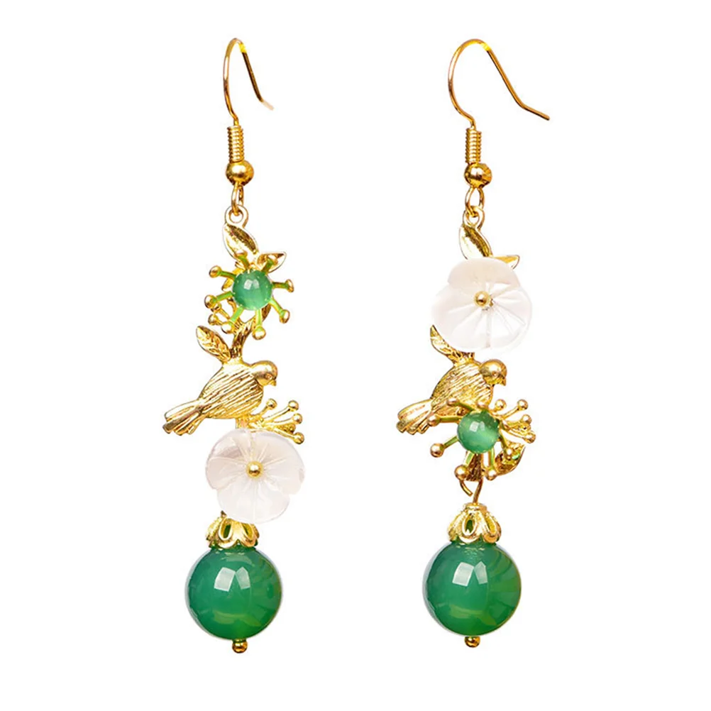 Earring Vintage Earrings Shell Flower Chinese Pendant Folk-custom Dangle Long Green Agate
Earring Vintage Earrings Shell Flower Chinese Pendant Folk-custom Dangle Long Green Agate