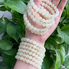 1PC Natural Mountain Jade Crystal Bead Bracelet Women Fashion Reiki Healing Energy Quartz Gemstone Bangles Jewelry Gift
