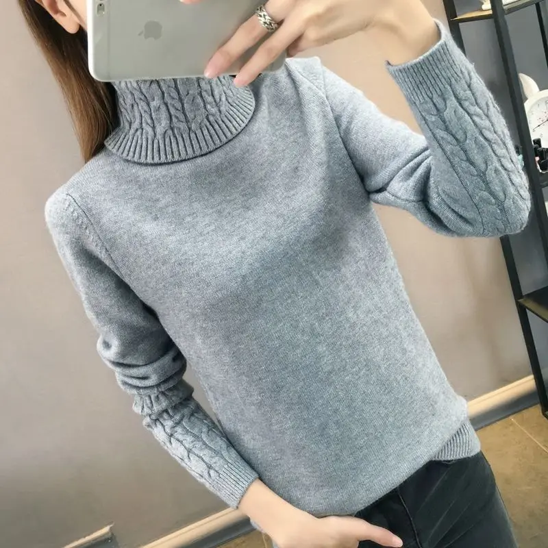 Korean Fashion Women's Turtleneck Solid Color Slim Long Sleeve Thick Warm Female Sweater Autumn Winter Tops Women 2022
Korean Fashion Women's Turtleneck Solid Color Slim Long Sleeve Thick Warm Female Sweater Autumn Winter Tops Women 2022