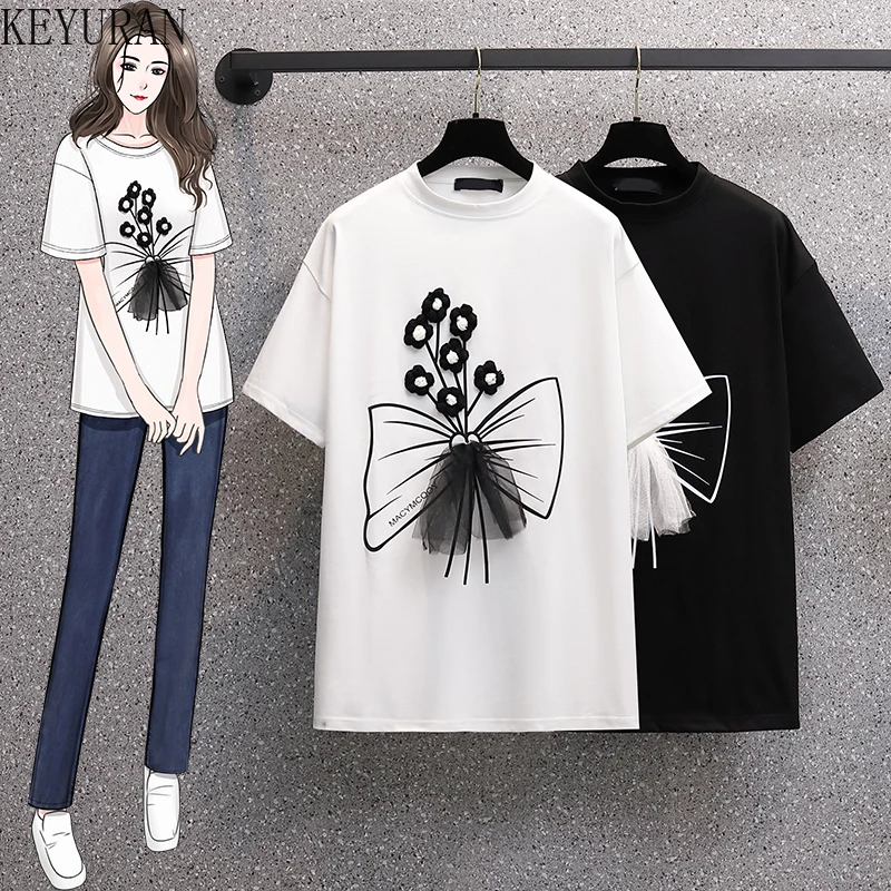 2022 Summer 3D Flowers Oversized Cotton T Shirt Women Fashion White Short Sleeve O Neck Tees Ladies Casual Loose Oversize Tops
2022 Summer 3D Flowers Oversized Cotton T Shirt Women Fashion White Short Sleeve O Neck Tees Ladies Casual Loose Oversize Tops