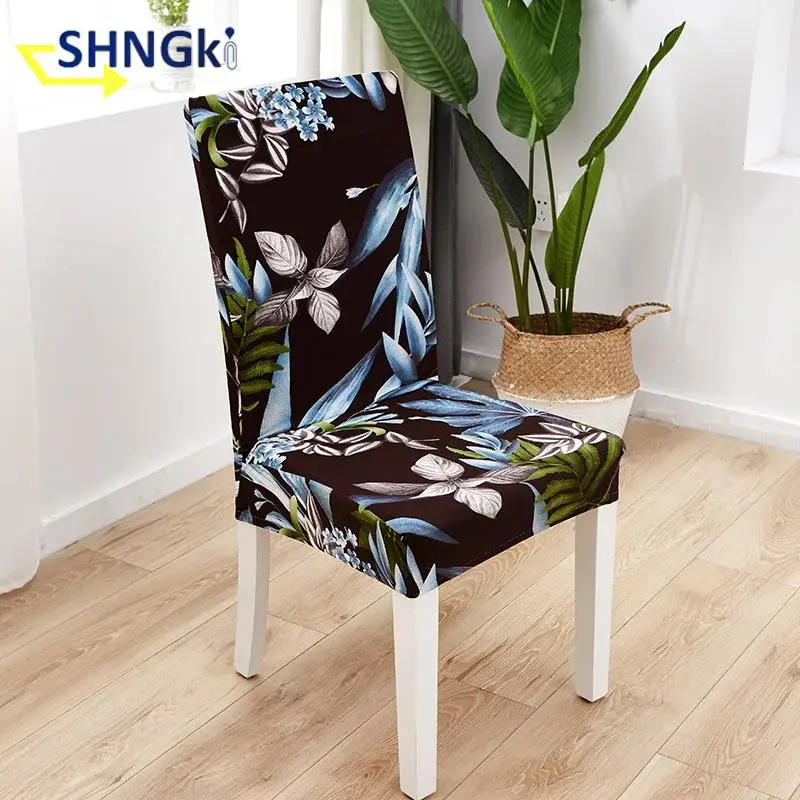 

Flowers Printed Chair Seat Covers with Ties Stretch Solid Chair Covers Protectors for Dining Room Kitchen Chairs Seat Slipcover