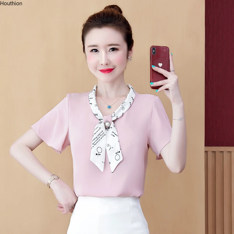 V-neck Shirts Women Blouse Loose Short Sleeve Tops Chiffon Bow Fashion Shirt Casual New Lady
V-neck Shirts Women Blouse Loose Short Sleeve Tops Chiffon Bow Fashion Shirt Casual New Lady