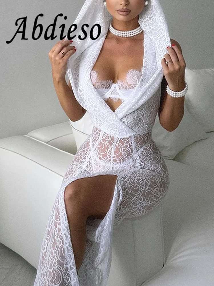 Abdieso Lace Hooded Summer Sexy Backless Jumpsuit Women White See Through 2023 Black Sleeveless High Split Streetwear Romper
Abdieso Lace Hooded Summer Sexy Backless Jumpsuit Women White See Through 2023 Black Sleeveless High Split Streetwear Romper