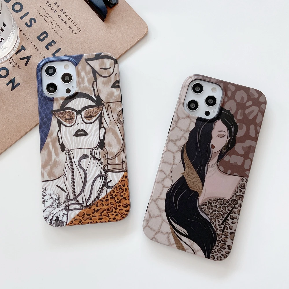 

Leopard Sexy Woman Pattern IMD Case For iphone 14 14Pro 11ProMax 11 12Pro 12 13ProMax 13Pro 13 XS X XR XSMAX Soft Shell