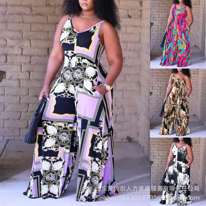Baroque Scarf Print Wide Leg Jumpsuit Women Sleeveless Spring Summer High Waist Overall Pants Jumpsuits V Neck Loose
Baroque Scarf Print Wide Leg Jumpsuit Women Sleeveless Spring Summer High Waist Overall Pants Jumpsuits V Neck Loose