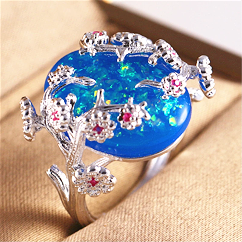 Rings For Women Fashion White Pink Blue Fire Opal Ring Vintage European Style Gift Stackable Engagement Wedding Jewelry
Rings For Women Fashion White Pink Blue Fire Opal Ring Vintage European Style Gift Stackable Engagement Wedding Jewelry