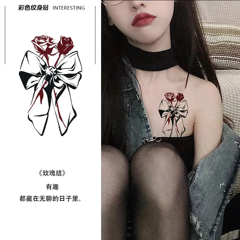 Rose Knot Temporary Tattoo Sticker Sexy Babes Tatoo Waterproof Durable Wholesale Cute Tatto Art Festival Fake Tattoos for Women
Rose Knot Temporary Tattoo Sticker Sexy Babes Tatoo Waterproof Durable Wholesale Cute Tatto Art Festival Fake Tattoos for Women