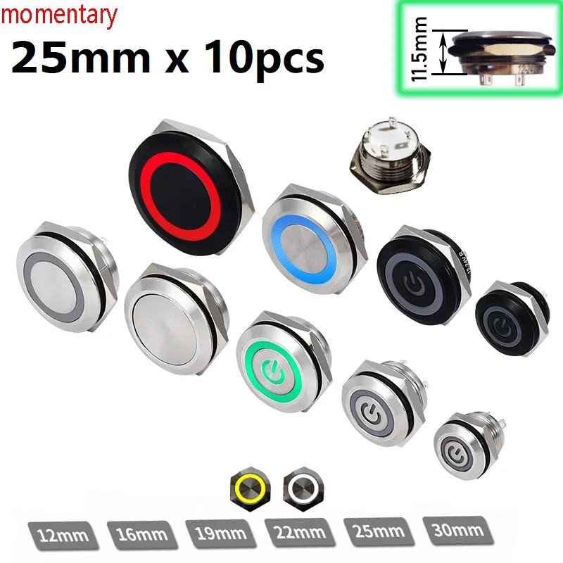 10pcs/box 25mm Thin Dashboard Button Black 304 Stainless Metal Button Switch LED 3V/6V/12V/24V Momentary Not Fixed Machine Panel
10pcs/box 25mm Thin Dashboard Button Black 304 Stainless Metal Button Switch LED 3V/6V/12V/24V Momentary Not Fixed Machine Panel