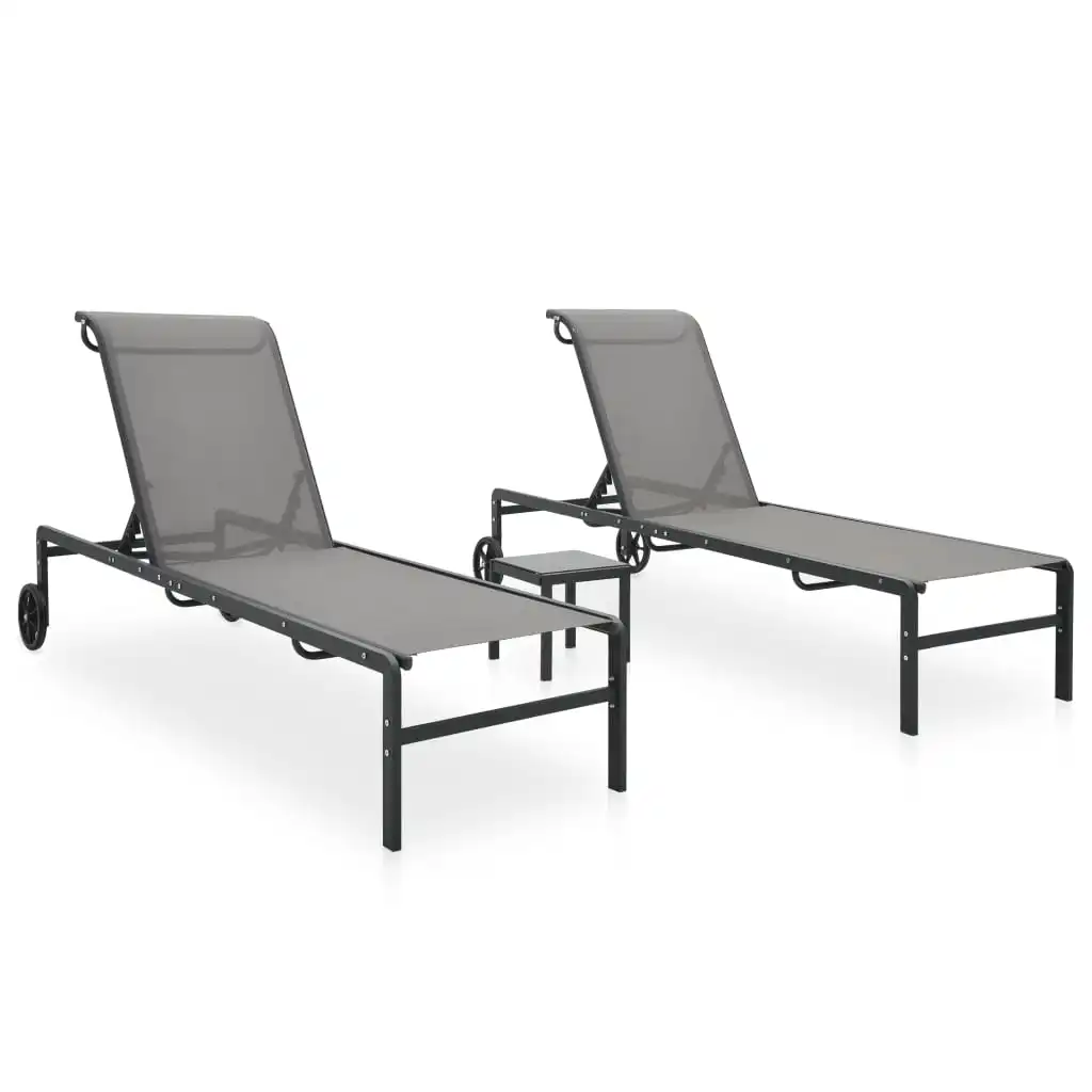 2 pcs Sun Lounger with Table, Steel and Textilene Garden Recliner Chair, Patio Furniture Black 175 x 66.5 x 31 cm
2 pcs Sun Lounger with Table, Steel and Textilene Garden Recliner Chair, Patio Furniture Black 175 x 66.5 x 31 cm