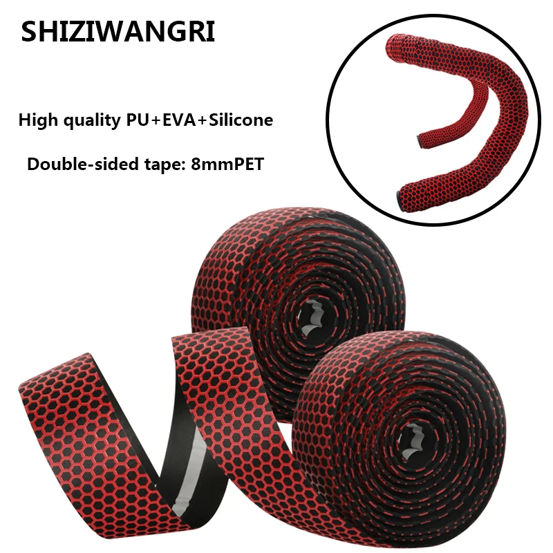 Сотовая лента из ПВХ для руля дорожного велосипеда, лента для руля велосипеда, лента для руля велосипеда, оборачивающаяся пробка, 2 штекера, противоскользящие ремни