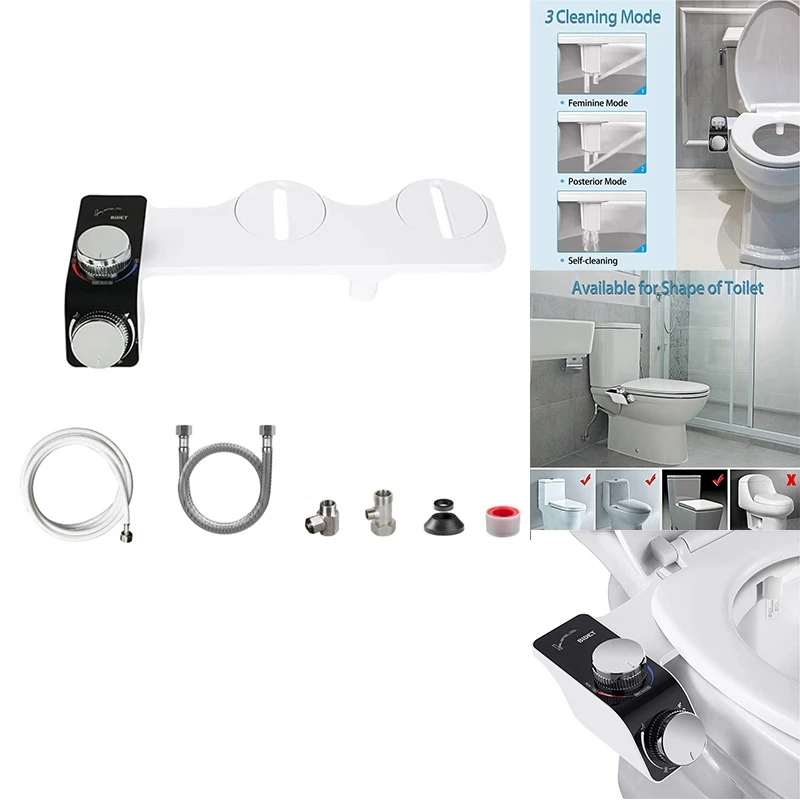 Bidet Attachment For Toilet ,Cold & Hot Dual Nozzle Water Bidet Attachment Kit White+Black , 1-2 Asia
Bidet Attachment For Toilet ,Cold & Hot Dual Nozzle Water Bidet Attachment Kit White+Black , 1-2 Asia