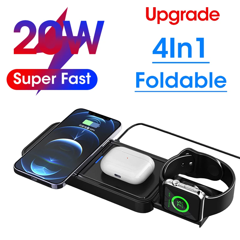 Магнитное Беспроводное зарядное устройство 4 в 1, 20 Вт, Быстрая Зарядка Qi для iPhone 14, 13, 12 Pro Max, Samsung, Apple Watch, Airpods Pro, док-станция 
Магнитное Беспроводное зарядное устройство 4 в 1, 20 Вт, Быстрая Зарядка Qi для iPhone 14, 13, 12 Pro Max, Samsung, Apple Watch, Airpods Pro, док-станция