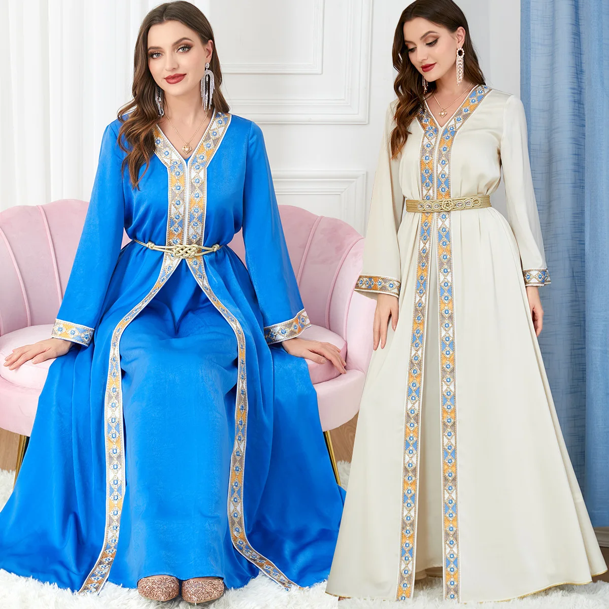 Elegant Muslim set formal Dress for Women Ramadan Arabic Jalabiya Clothes Islamic Kimono Abaya Sets Eid Moroccan Kaftan Robe
Elegant Muslim set formal Dress for Women Ramadan Arabic Jalabiya Clothes Islamic Kimono Abaya Sets Eid Moroccan Kaftan Robe