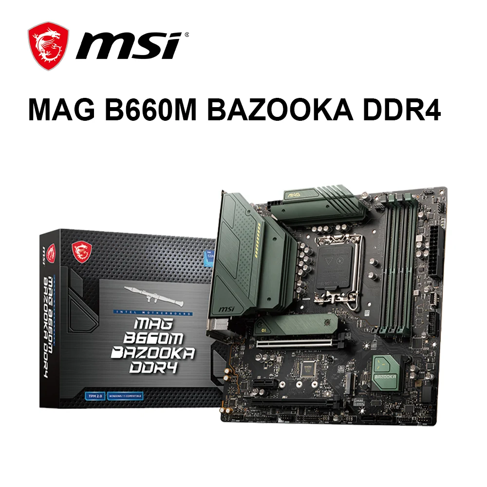 MSI New MAG B660M BAZOOKA DDR4 Motherboard LGA1700 128G SATA3 M.2 PCI-E 4.0 USB3.2 support Intel i5 i7 i9 Mirco-ATX placa mae
MSI New MAG B660M BAZOOKA DDR4 Motherboard LGA1700 128G SATA3 M.2 PCI-E 4.0 USB3.2 support Intel i5 i7 i9 Mirco-ATX placa mae