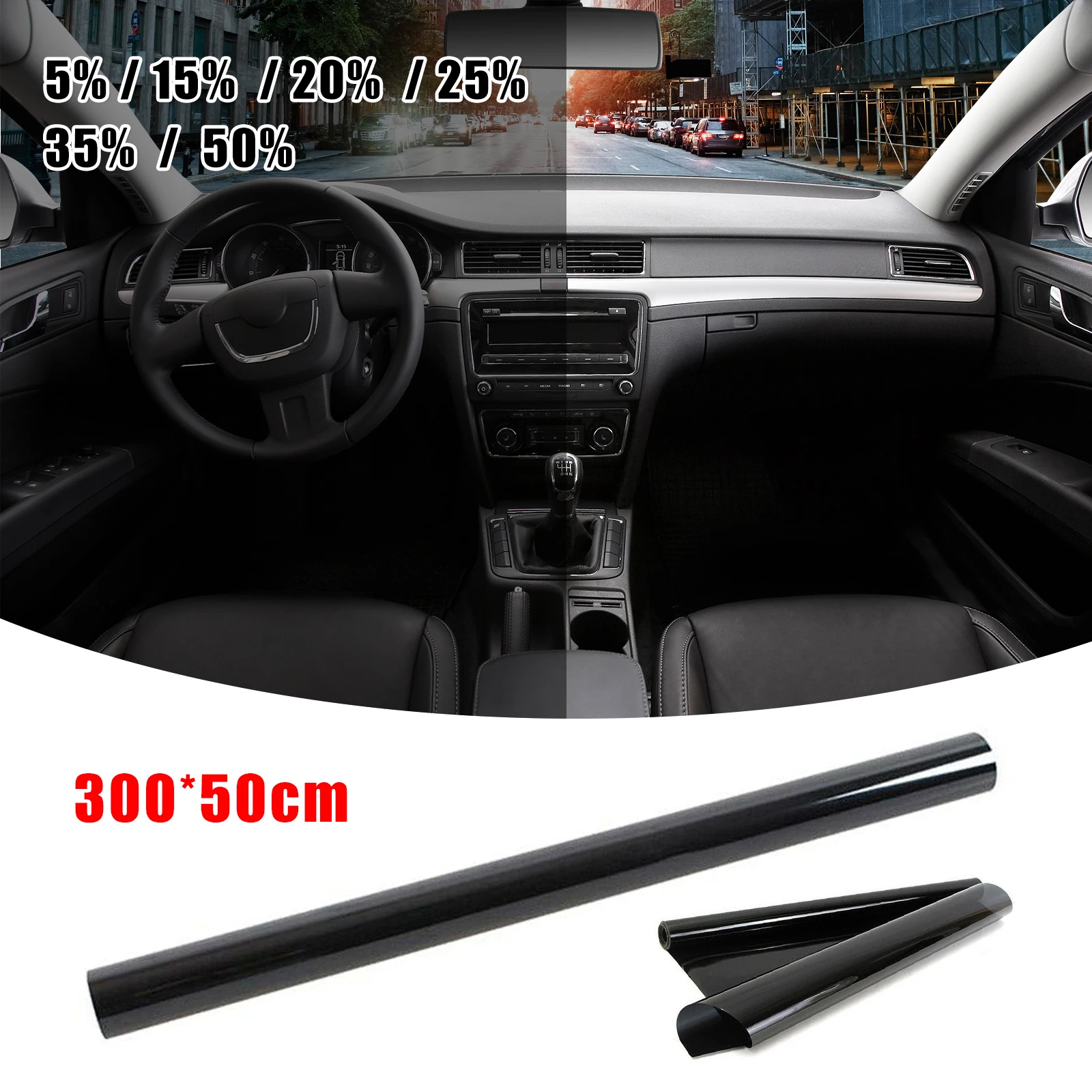 50x300cm Black Car Window Film Roll 5/15/20/25/35/50% VLT Sun Shade Anti UV Windshield Tint Film for Car Home Window Glass Tint
50x300cm Black Car Window Film Roll 5/15/20/25/35/50% VLT Sun Shade Anti UV Windshield Tint Film for Car Home Window Glass Tint