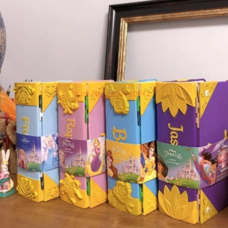 

Disney Frozen Elsa Jasmine Rapunzel Castle Box Pretend Play Set Book-style Anime Figure Model Birthday Christmas Gifts Toy Girls