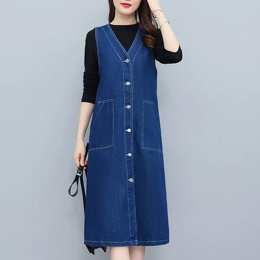 Женское однобортное платье с V-образным вырезом, джинсовое платье на бретелях, корейская мода, винтажный сарафан, подходящий ко всему женский стиль
Женское однобортное платье с V-образным вырезом, джинсовое платье на бретелях, корейская мода, винтажный сарафан, подходящий ко всему женский стиль