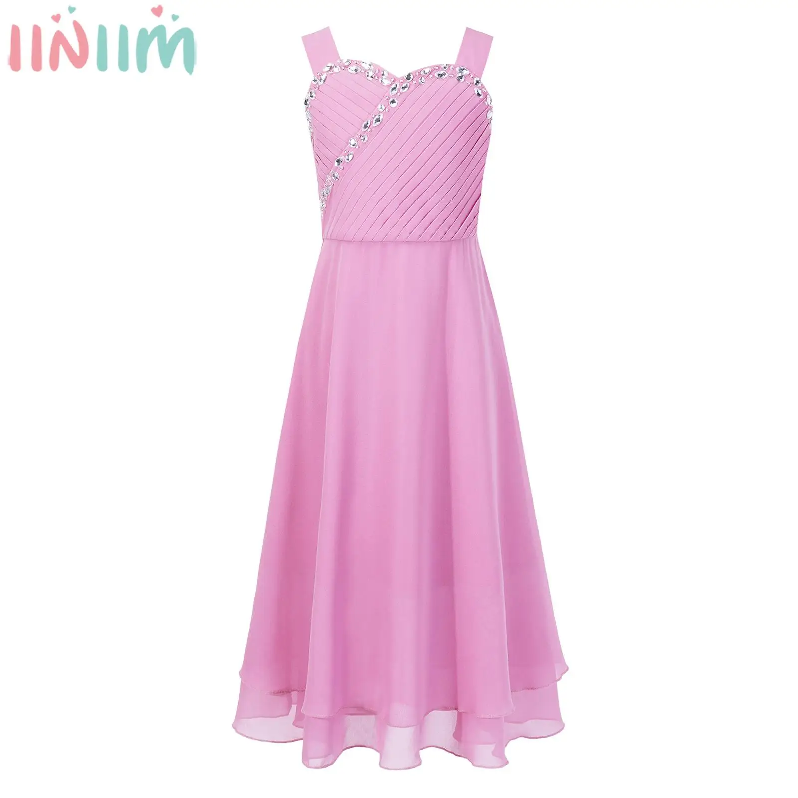 Kids Girls Shiny Rhinestones Party Dress Sleeveless Elegant Pleated Bodice Chiffon Maxi Princess Dress for Wedding Birthday Prom 
Kids Girls Shiny Rhinestones Party Dress Sleeveless Elegant Pleated Bodice Chiffon Maxi Princess Dress for Wedding Birthday Prom