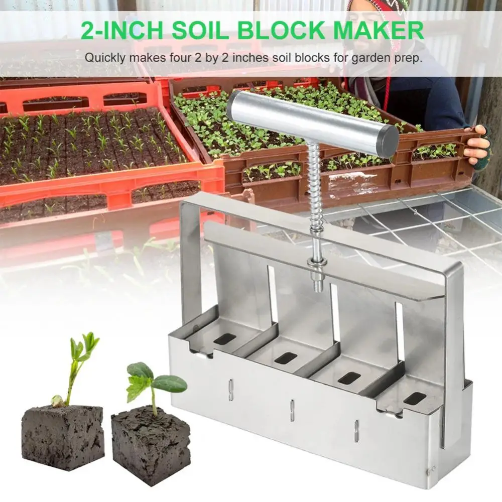 Stainless Steel Manual Quad Soil Blocker With Comfort-Grip Handle Create 2" Soil Block For Seedlings Cuttings Greenhouses
Stainless Steel Manual Quad Soil Blocker With Comfort-Grip Handle Create 2" Soil Block For Seedlings Cuttings Greenhouses