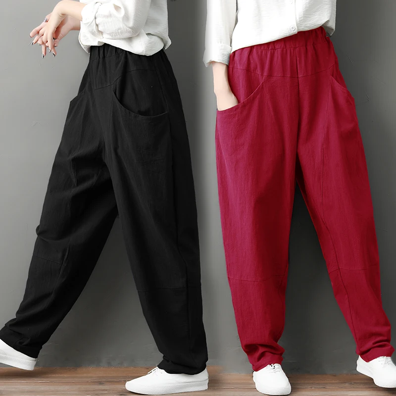 Women Harem Pants Summer Cotton Linen Elastic Waist Wide Leg Vintage Boho Beach Trousers Solid Female Casual Free Shipping
Women Harem Pants Summer Cotton Linen Elastic Waist Wide Leg Vintage Boho Beach Trousers Solid Female Casual Free Shipping