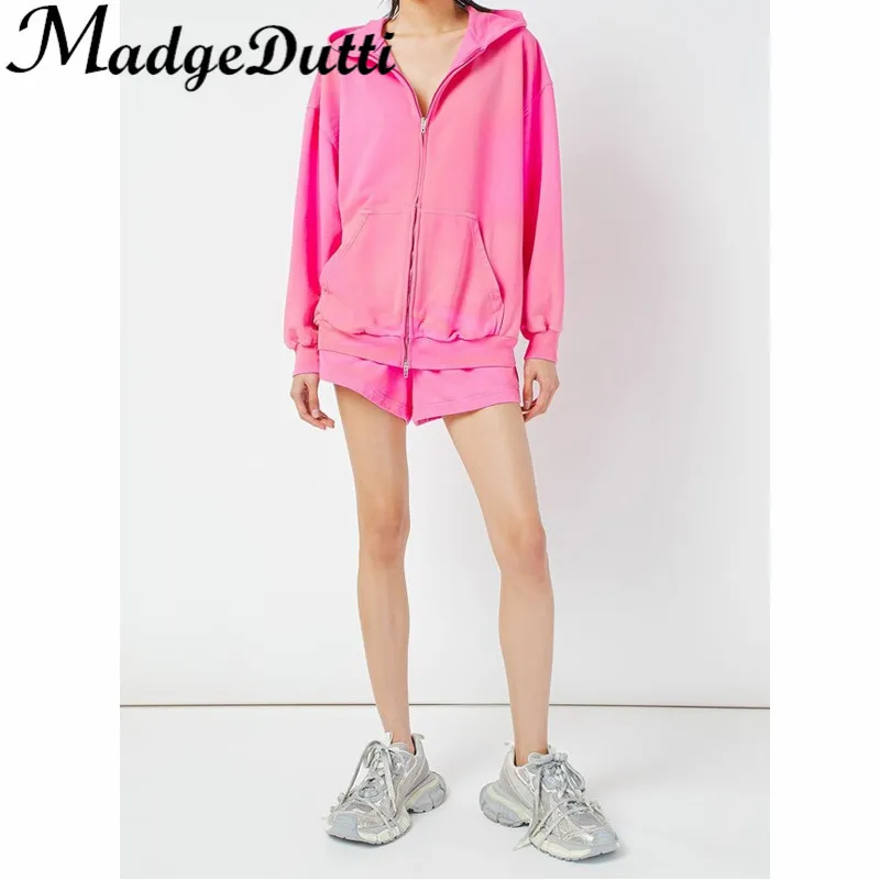 4.6 MadgeDutti Distressed Letter Embroidery Hooded Zipper Loose Sweatshirt Or Elastic Waist Shorts Sports Casual Set Women
4.6 MadgeDutti Distressed Letter Embroidery Hooded Zipper Loose Sweatshirt Or Elastic Waist Shorts Sports Casual Set Women