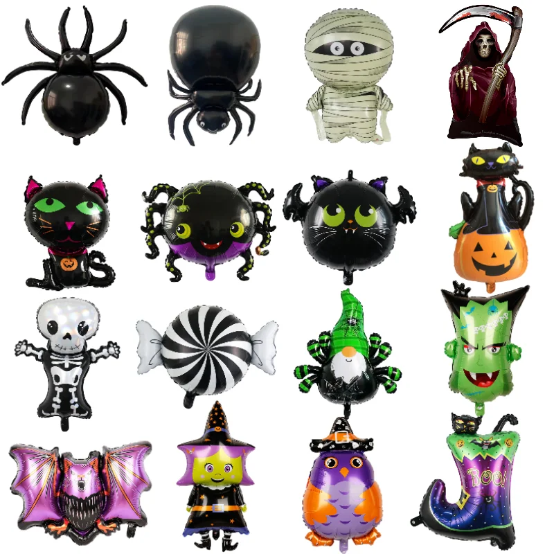 

Halloween Aluminum Foil Balloon Pumpkin Spider Vampire Ghost Witch Bat Black Cat Skeleton Terror Wings Candy Party Decoration