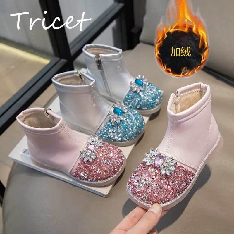 Fashion Bling Girls Boots Winter Rhinestones PU Soft Bottom Children Ankle Shoes Zip Plush Warm Anti Slip Kids Princess Boots
Fashion Bling Girls Boots Winter Rhinestones PU Soft Bottom Children Ankle Shoes Zip Plush Warm Anti Slip Kids Princess Boots