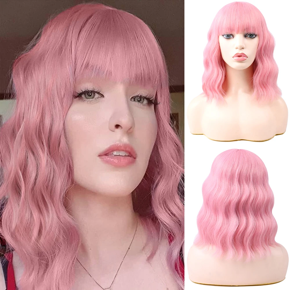 Synthetic Pink Short Bob Body Wave Wigs Shoulder Length Water Wave Wigs With Bangs For Women Cosplay
Synthetic Pink Short Bob Body Wave Wigs Shoulder Length Water Wave Wigs With Bangs For Women Cosplay