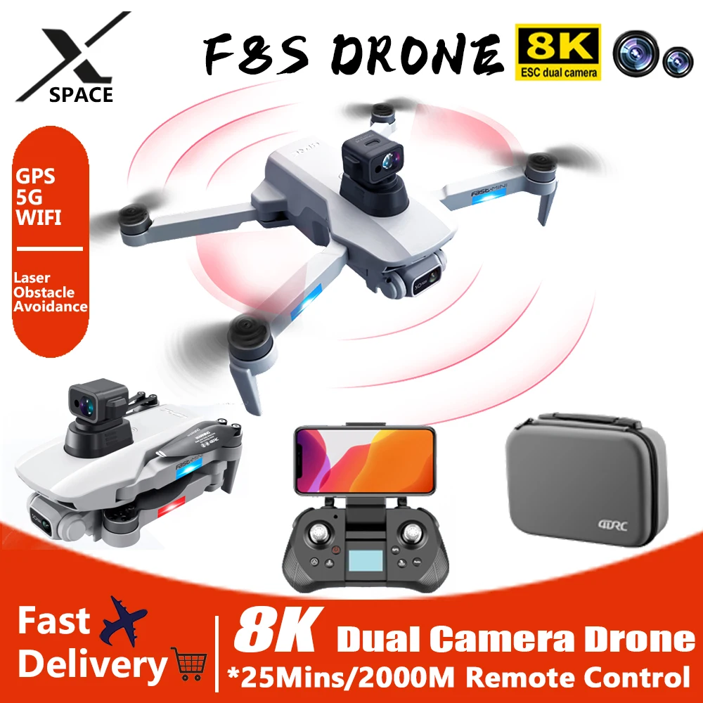 New Drone F8S 8K HD Dual Camera 2000M RC Distance Professional Dron 5G GPS Wifi Obstacle Avoidance Brushless Quadcopter Toys
New Drone F8S 8K HD Dual Camera 2000M RC Distance Professional Dron 5G GPS Wifi Obstacle Avoidance Brushless Quadcopter Toys