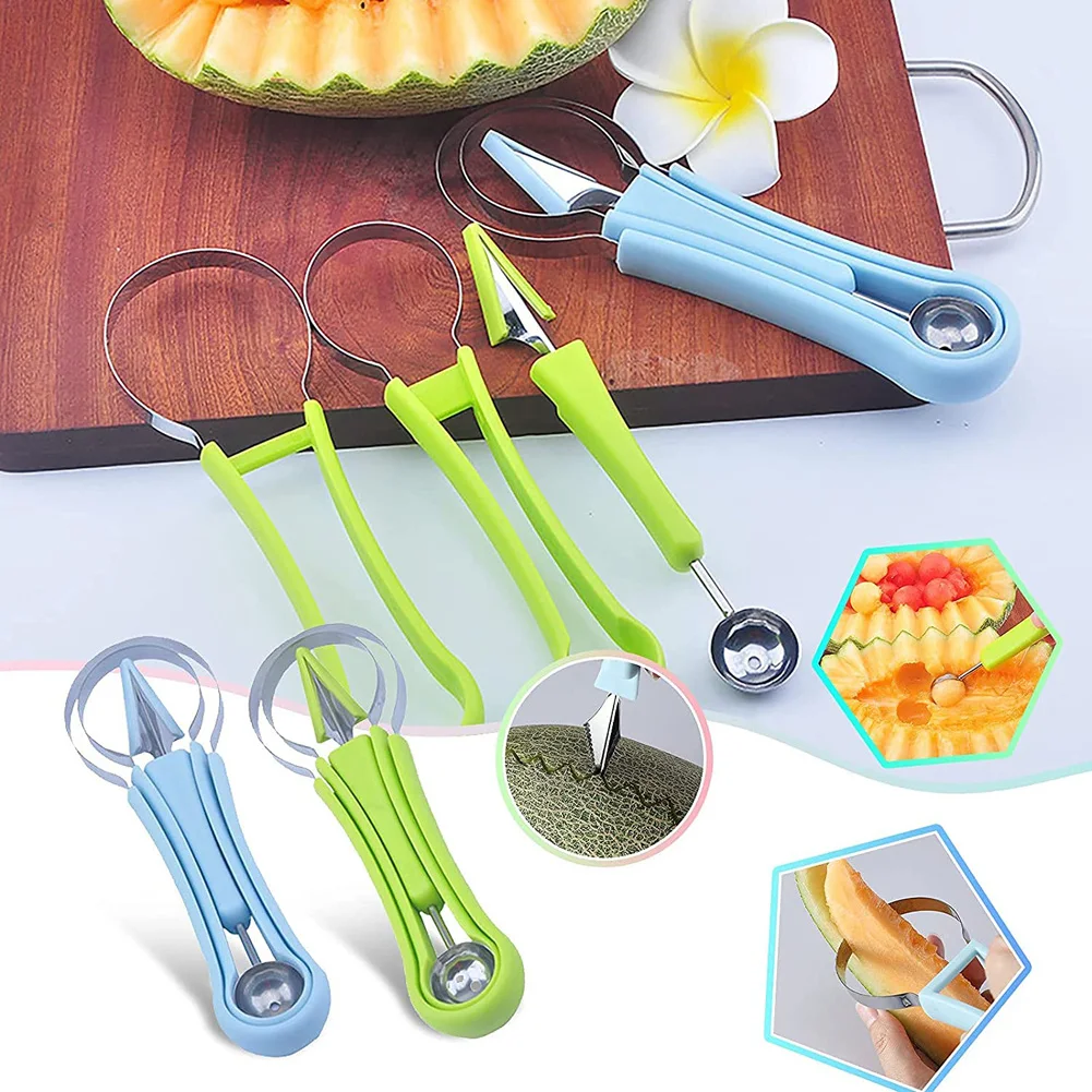 

4 in 1 Melon Cutter Scoop Fruit Carving Knife Fruit Cutter Dig Pulp Separator Kitchen Gadgets Acces