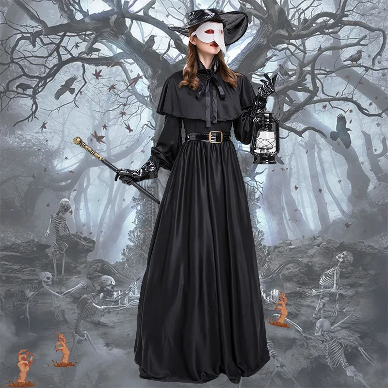 Halloween Adult Woman Disguise Dresses Cosplay Costume Women Clothing Set Wind Plague Doctor Crow Movie Role-play Men Overcoat
Halloween Adult Woman Disguise Dresses Cosplay Costume Women Clothing Set Wind Plague Doctor Crow Movie Role-play Men Overcoat