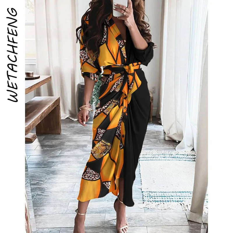 Женское элегантное платье с длинным рукавом, блузка со складками и принтом, на пуговицах, с поясом, модные праздничные пляжные рубашки в стиле бохо, лето 2022
Женское элегантное платье с длинным рукавом, блузка со складками и принтом, на пуговицах, с поясом, модные праздничные пляжные рубашки в стиле бохо, лето 2022