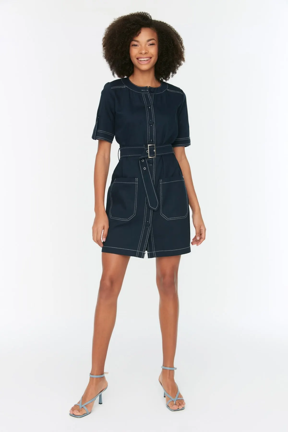 Women's Dress Navy Blue Belted Stitching Detailed Elegant Fashion Casual Casual Comfortable Short Sleeve Summer Boho Beach Dress
Women's Dress Navy Blue Belted Stitching Detailed Elegant Fashion Casual Casual Comfortable Short Sleeve Summer Boho Beach Dress