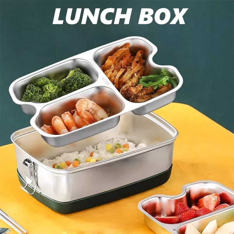 Portable Bento Box Insulated Lunch Container 304 Stainless Steel Lunch Box Microwave Tableware Japanese Kids Lunchbox With Plate 
Portable Bento Box Insulated Lunch Container 304 Stainless Steel Lunch Box Microwave Tableware Japanese Kids Lunchbox With Plate