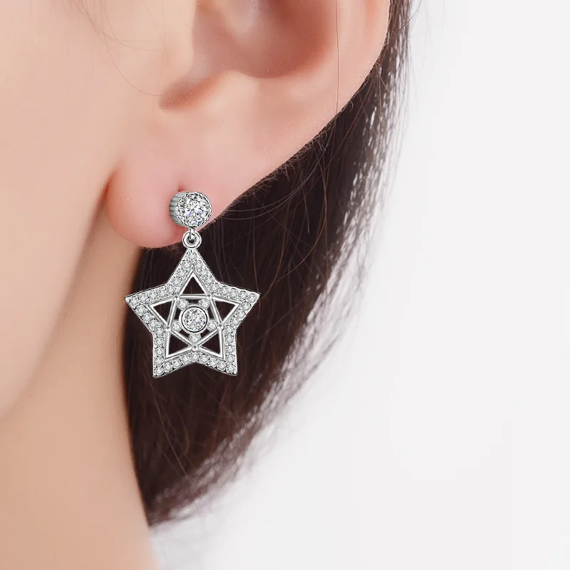 Sparkling Pave Star Pentagon with Hexagon Stud Earring for Women Girl Lady Fine Jewelry Gift AAA Zircon 
Sparkling Pave Star Pentagon with Hexagon Stud Earring for Women Girl Lady Fine Jewelry Gift AAA Zircon