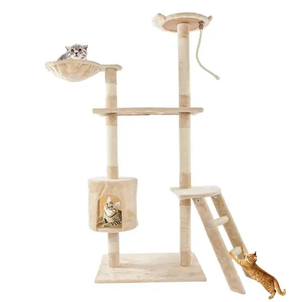 60" Solid Cute Sisal Rope Plush Cat Climb Tree Cat Tower Beige A cool pet tool for pleasing cats
60" Solid Cute Sisal Rope Plush Cat Climb Tree Cat Tower Beige A cool pet tool for pleasing cats