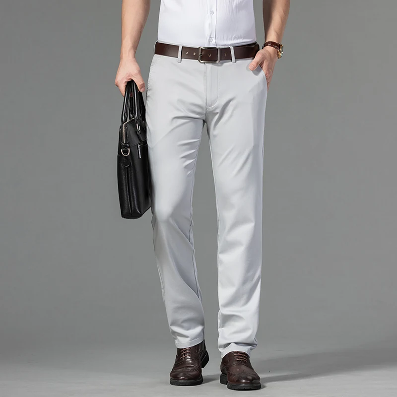 4 Colors Spring Summer Men's Thin Straight Stretch Casual Pants Business Fashion Light Grey Trousers Male Brand Khaki Black
4 Colors Spring Summer Men's Thin Straight Stretch Casual Pants Business Fashion Light Grey Trousers Male Brand Khaki Black